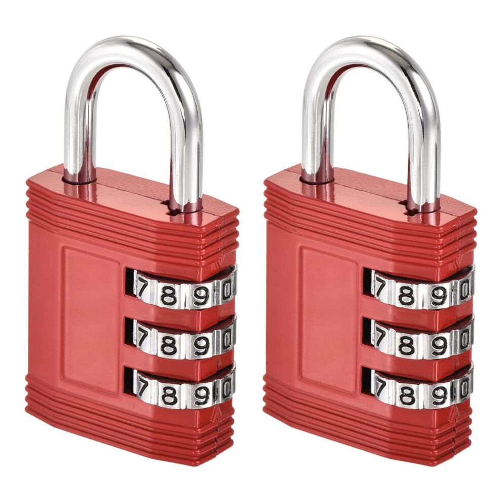 2 Pack Combination Padlock 3 Digit Keyless Resettable Code For Gym Lockers Luggage Toolbox Red 9053599099550