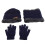 Wool Hat Scarf Glove Set for Men Women - Polyester, Black/Navy/Red 1