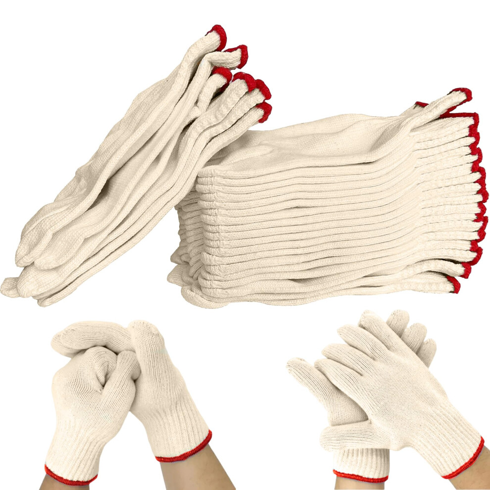 Safety Work Gloves 12 Pairs Cotton Nonslip Grip For Construction Gardening Men And Women 9455672773614