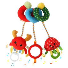 Baby Stroller Toy with Teether and Rattle, Plush Infant Crib Spiral Toy for Car Seat or Pram