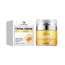 Gezichtscrème met kurkuma voor de behandeling van acne (50 g): Hydraterende, verhelderende, roodheidverlichtende en kalmerende crème.