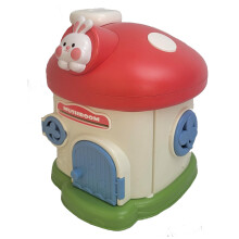 Piggy Bank for Kids Pink Lockable Mushroom Design Coin and Bill Saving Box Toy with Keys