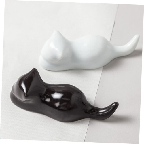 Cat Shape Ceramic Calligraphy Brush Holder Protects Tips Keeps Workspace Clean for Artists Painting 2