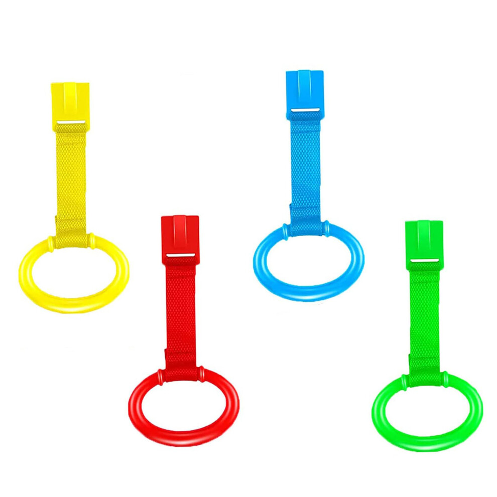 4pcs Baby Pull Up Rings for Crib Walking Assistant, Infant Standing Practice, 4 Colors