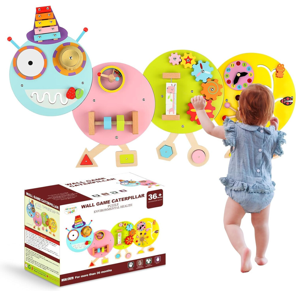 Busy Board for Toddlers 12in1 Wooden Montessori Wall Activity Board for Preschool and Playroom