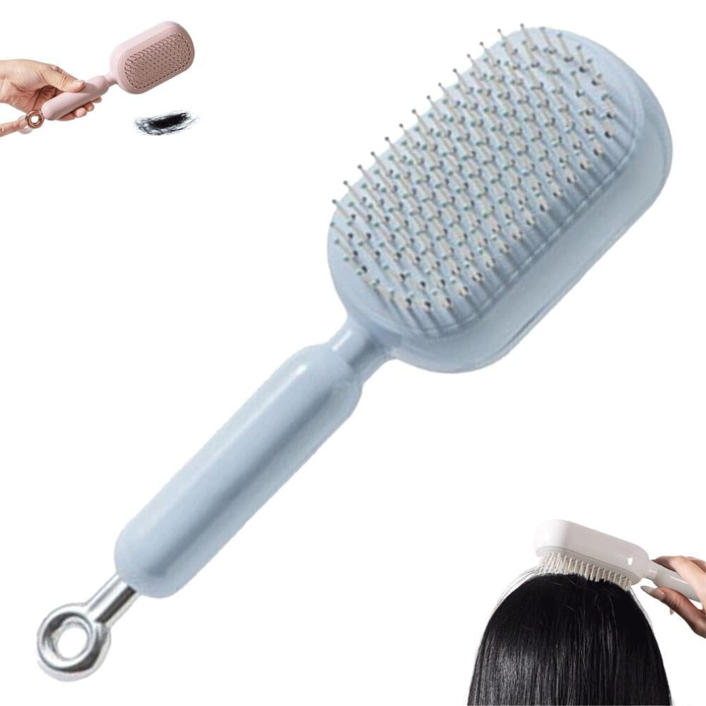Blue Detangling Hair Brush With Soft Flexible Bristles For Wet And Dry Hair, Scalp Massage Comb
