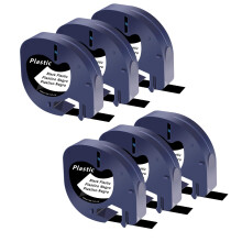 Label Tape 6 Pack White on Black 12mm Compatible with Dymo LetraTag LT 913318 LongLasting Adhesion