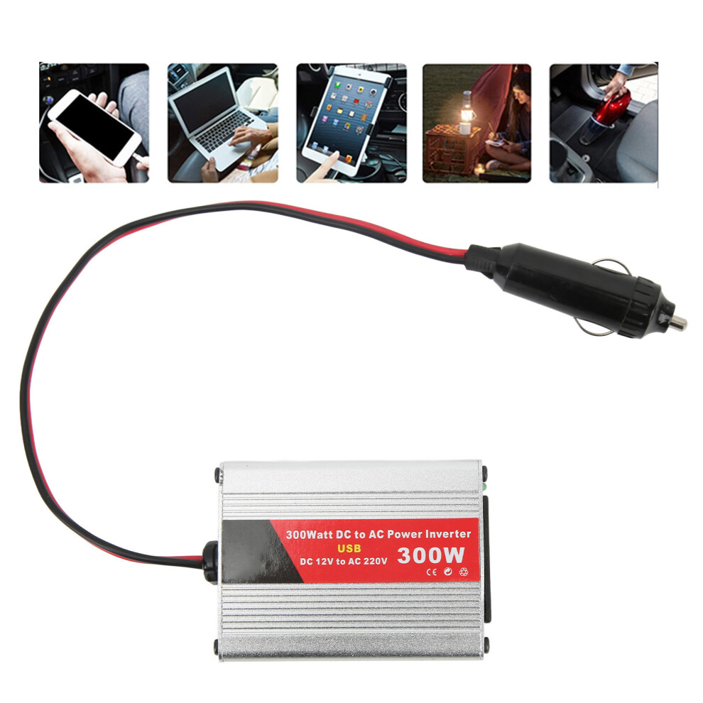 300W Modified Sine Wave Car Inverter 12V To 220V Ac Aluminum 4331389969333