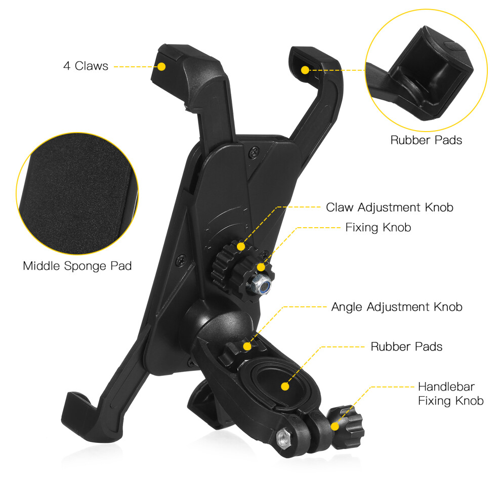 360 Rotating Bike Phone Mount For Handlebar Fit 57-90Mm Width Light 7651389969711