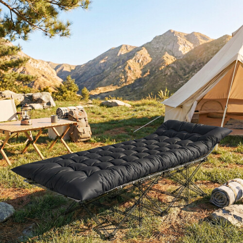 Outsunny Esterilla de Camping Negro 200 x 80 x 8 cm 1