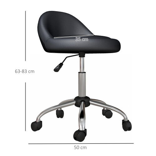 Homcom Taburete con Rueda Negro 50 x 50 x 83 cm 2