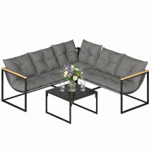 Muebles de Jardín Gris 189 x 189 x 62 cm