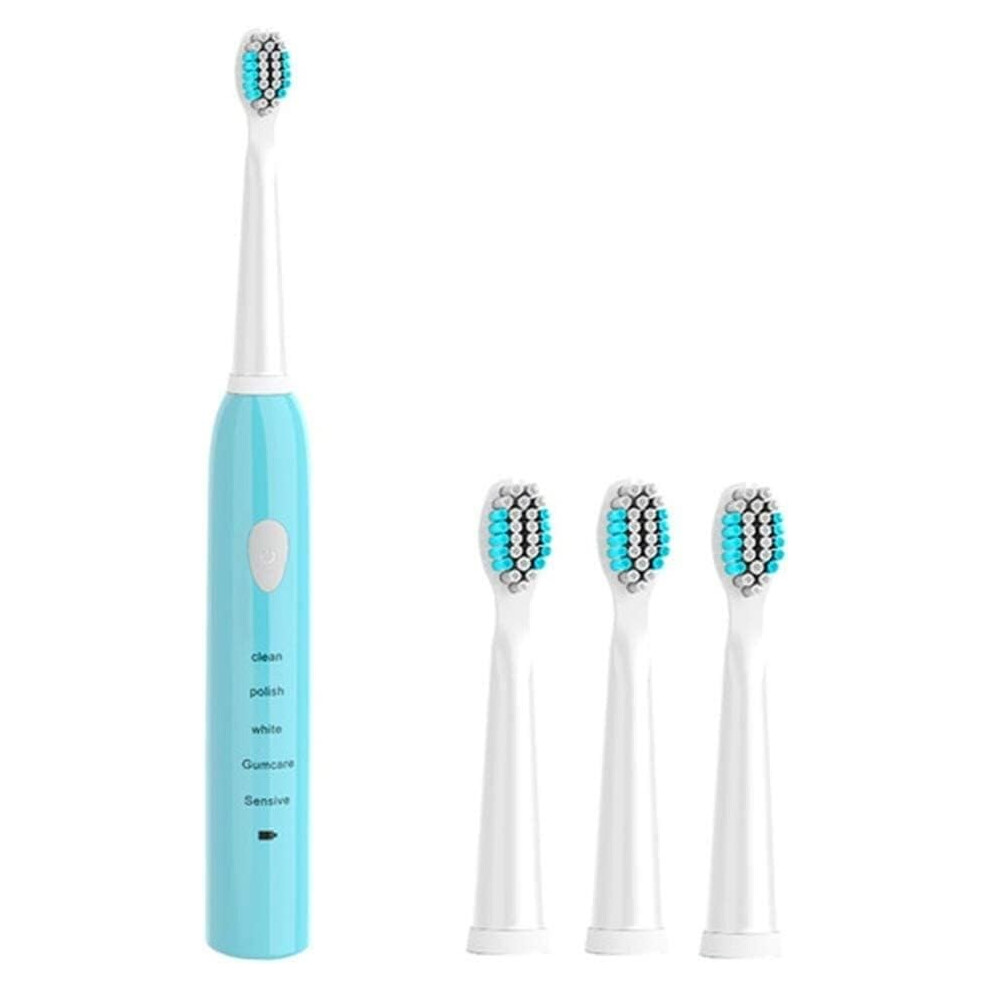 Blue Sonic Electric Toothbrush For Adults Ipx7 Waterproof 5 Modes Usb Rechargeable Whitening
