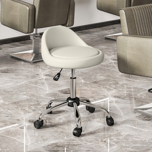 Homcom Taburete con Rueda Blanco 50 x 50 x 83 cm 1