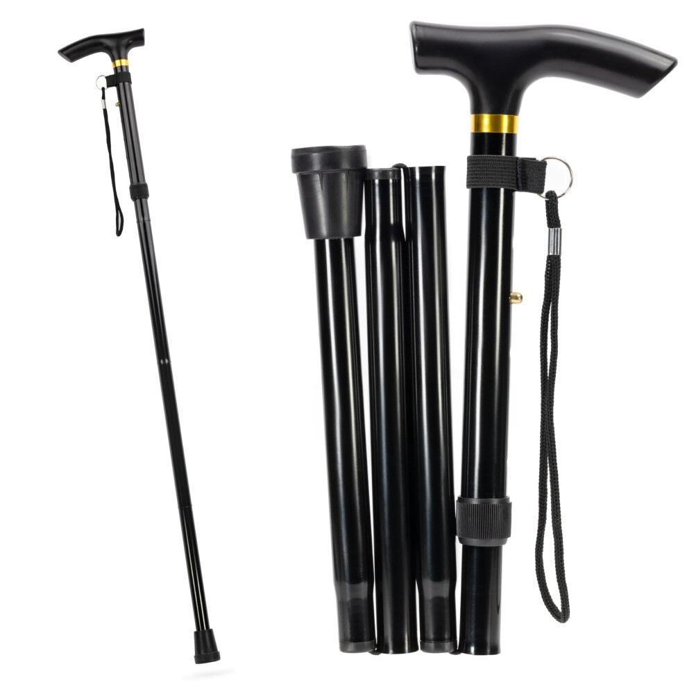 Folding Walking Stick for Seniors, Adjustable Cane with Ergonomic Grip and NonSlip Base, Lightweight Aluminium Frame