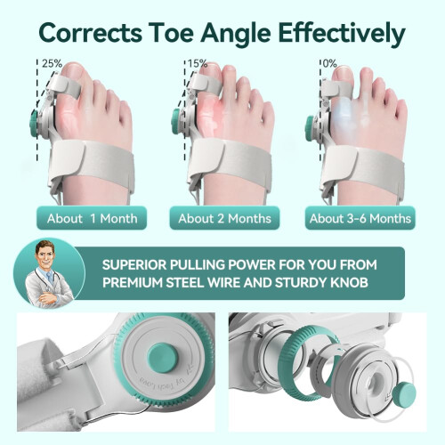 Adjustable Bunion Corrector with Toe Separator and AntiSlip Heel Strap for Left or Right Foot 2