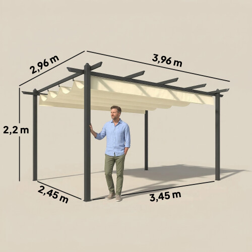 Outsunny Pérgola Beige 396 x 296 x 220 cm 2