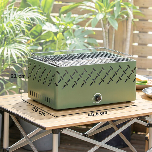 Outsunny Barbacoa de Carbón Verde 45.5 x 29 x 21 cm 2