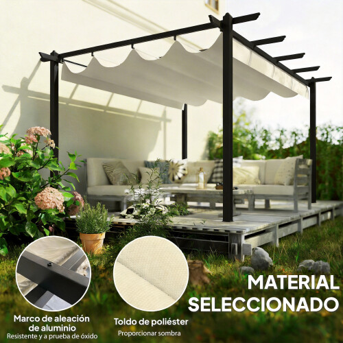 Outsunny Pérgola Beige 396 x 296 x 220 cm 1