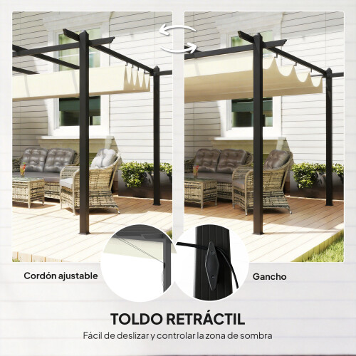 Outsunny Pérgola Beige 396 x 296 x 220 cm 2