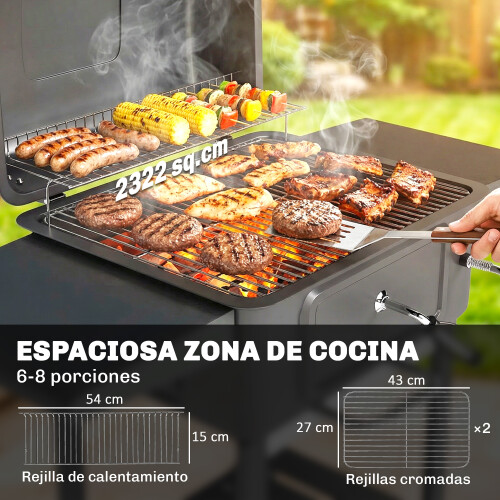 Outsunny Barbacoa de Carbón Negro 112 x 63 x 101.5 cm 1