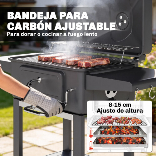 Outsunny Barbacoa de Carbón Negro 112 x 63 x 101.5 cm 2