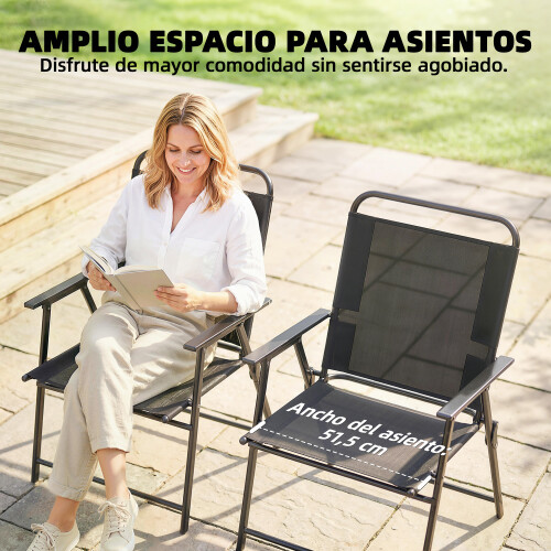 Outsunny Sillas Plegable Negro 65 x 60 x 94 cm 2