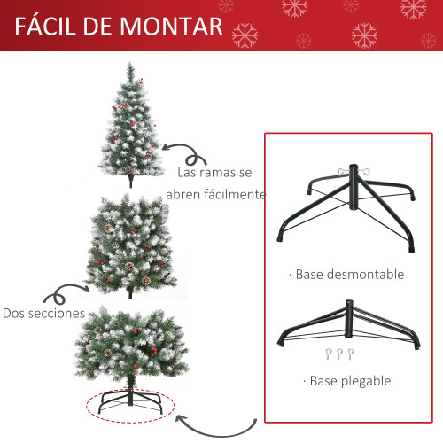 Homcom Árbol de Navidad Verde 65 x 65 x 180 cm 2
