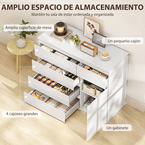 Homcom Aparador Blanco 100 x 40 x 80 cm 2