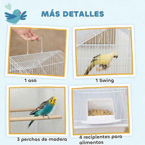 PawHut Jaula para Pájaro Blanco 50.5 x 41 x 104 cm 1