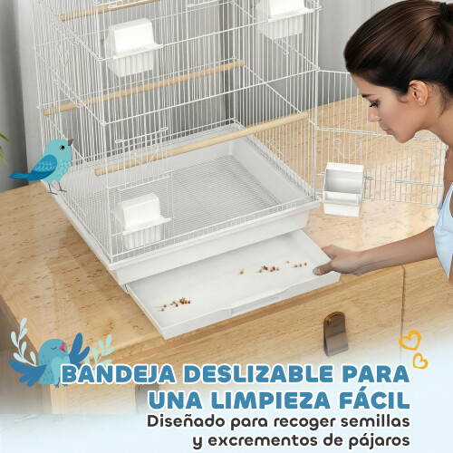 PawHut Jaula para Pájaro Blanco 50.5 x 41 x 104 cm 2
