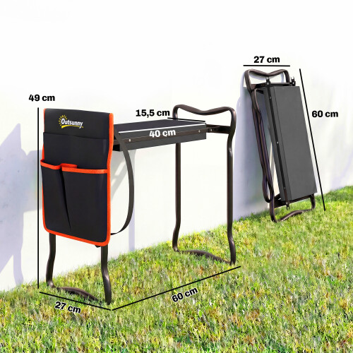 Outsunny Taburete de Jardín Negro 60 x 27 x 49 cm 2