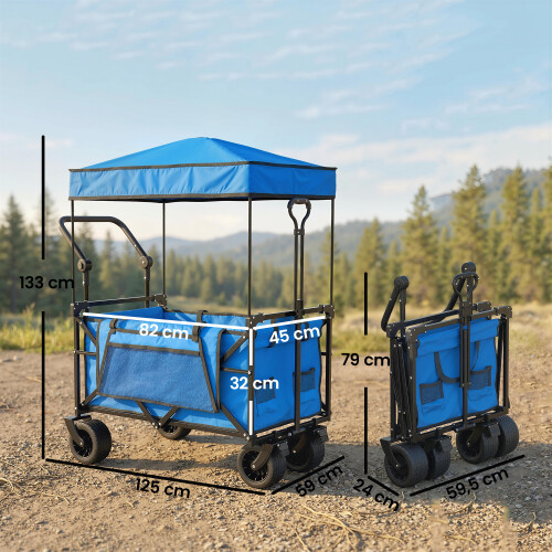 Outsunny Carro de Playa Azul 125 x 59 x 133 cm 2