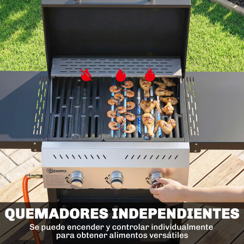Outsunny Barbacoa de Ga Negro 123 x 57 x 102 cm 1