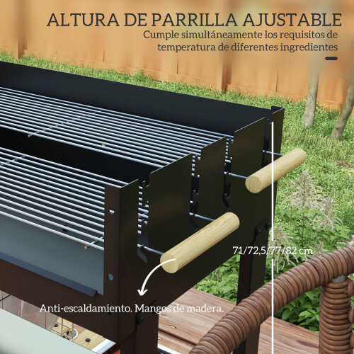 Outsunny Barbacoa de Carbón Negro 113 x 53.5 x 82.5 cm 2
