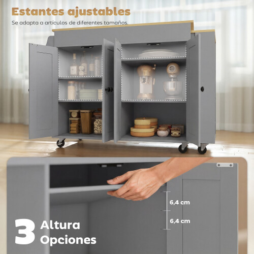Homcom Isla de Cocina Gris 189.2 x 50 x 87.8 cm 2