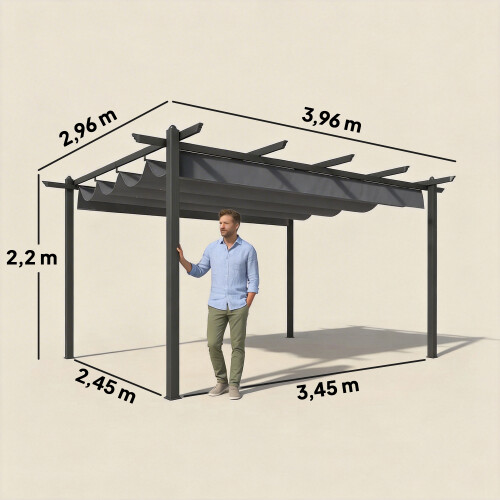 Outsunny Pérgola Gris 396 x 296 x 220 cm 2