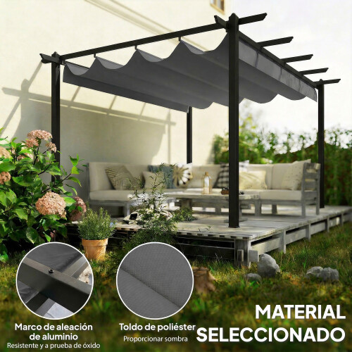 Outsunny Pérgola Gris 396 x 296 x 220 cm 1
