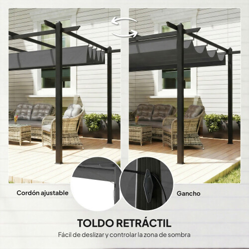 Outsunny Pérgola Gris 396 x 296 x 220 cm 2