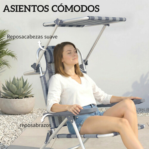 Outsunny Sillas de Playa Azul 62 x 68 x 79 cm 1