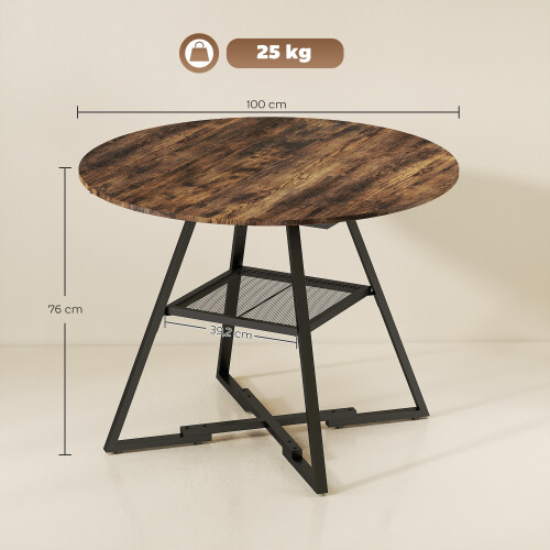 Homcom Mesa de Comedor marrón 100 x 100 x 76 cm 2