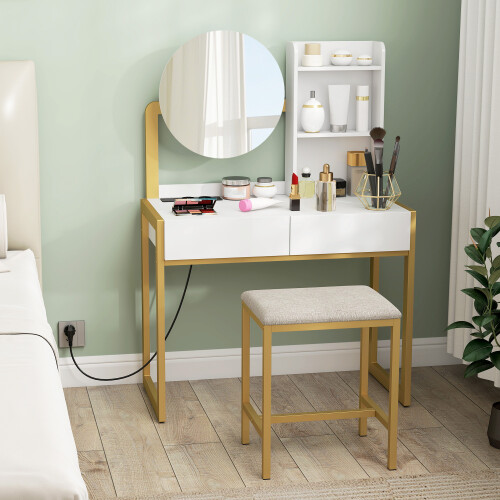 Homcom Tocador de Maquillaje Blanco 80 x 41.7 x 130 cm 1