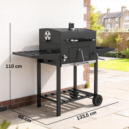 Outsunny Barbacoa de Carbón Negro 133.5 x 65 x 110 cm 2