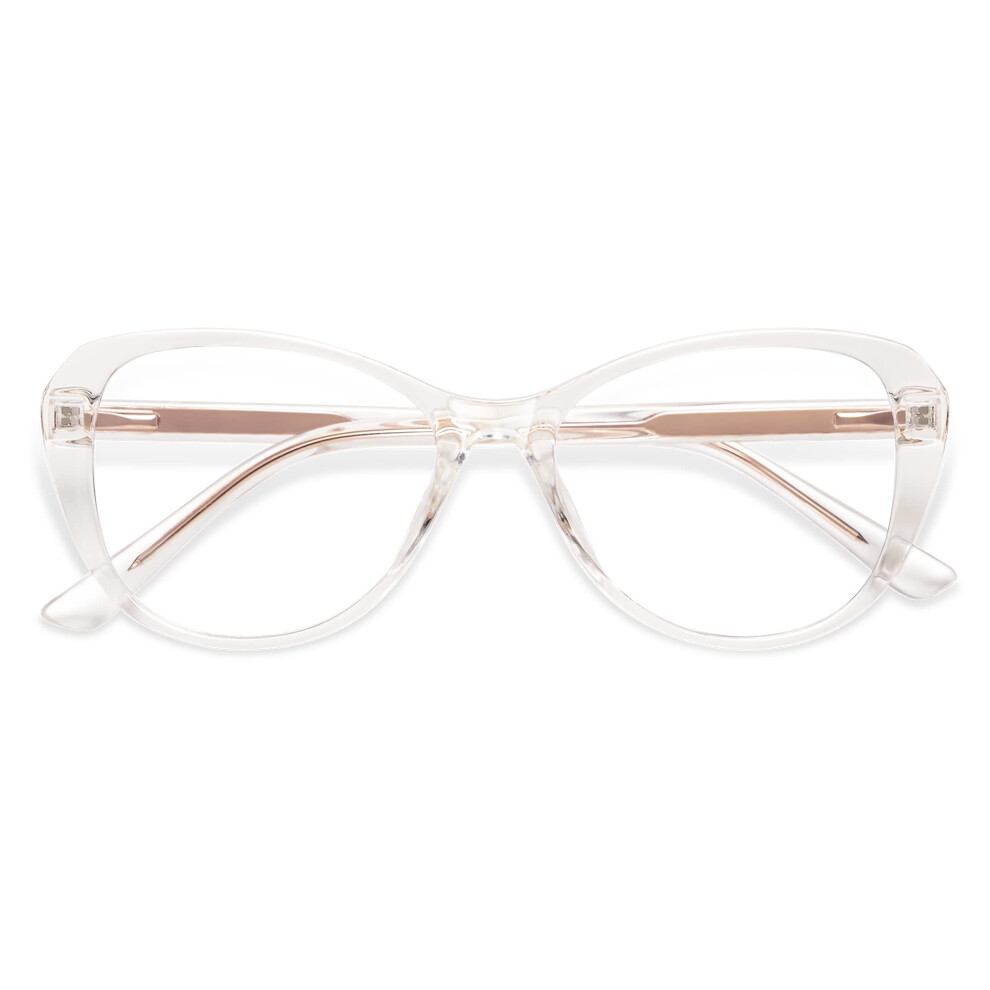 Reading Glasses for Women Retro Clear Frame Spring Hinge 1.5X Magnification +1.00