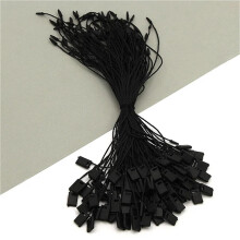 Black Hang Tag String 1000pcs Durable Polyester Clothing Tag Rope with Plastic Square Ends