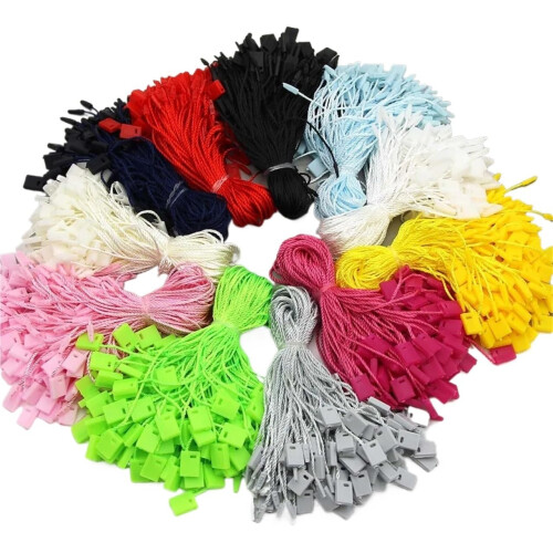 Black Hang Tag String 1000pcs Durable Polyester Clothing Tag Rope with Plastic Square Ends 1