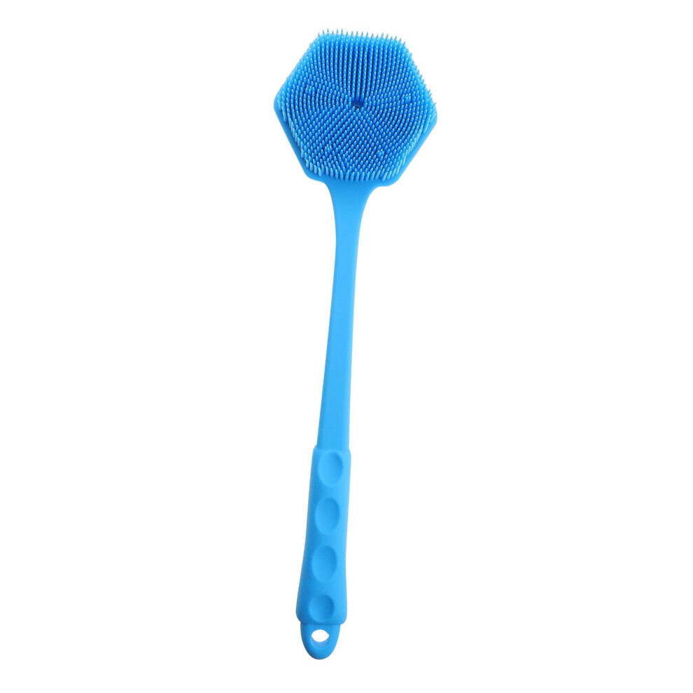 Silicone Back Scrubber DualSided Exfoliating Body Brush with Long Handle for Shower Massage