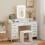 Homcom HOMCOM Dressing Table with LED Lighting Mirror and 10 Drawers, White 9