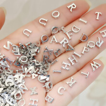 200pcs Silver Letter Nail Art Charms Rhinestones for Elegant Manicure DIY Decoration