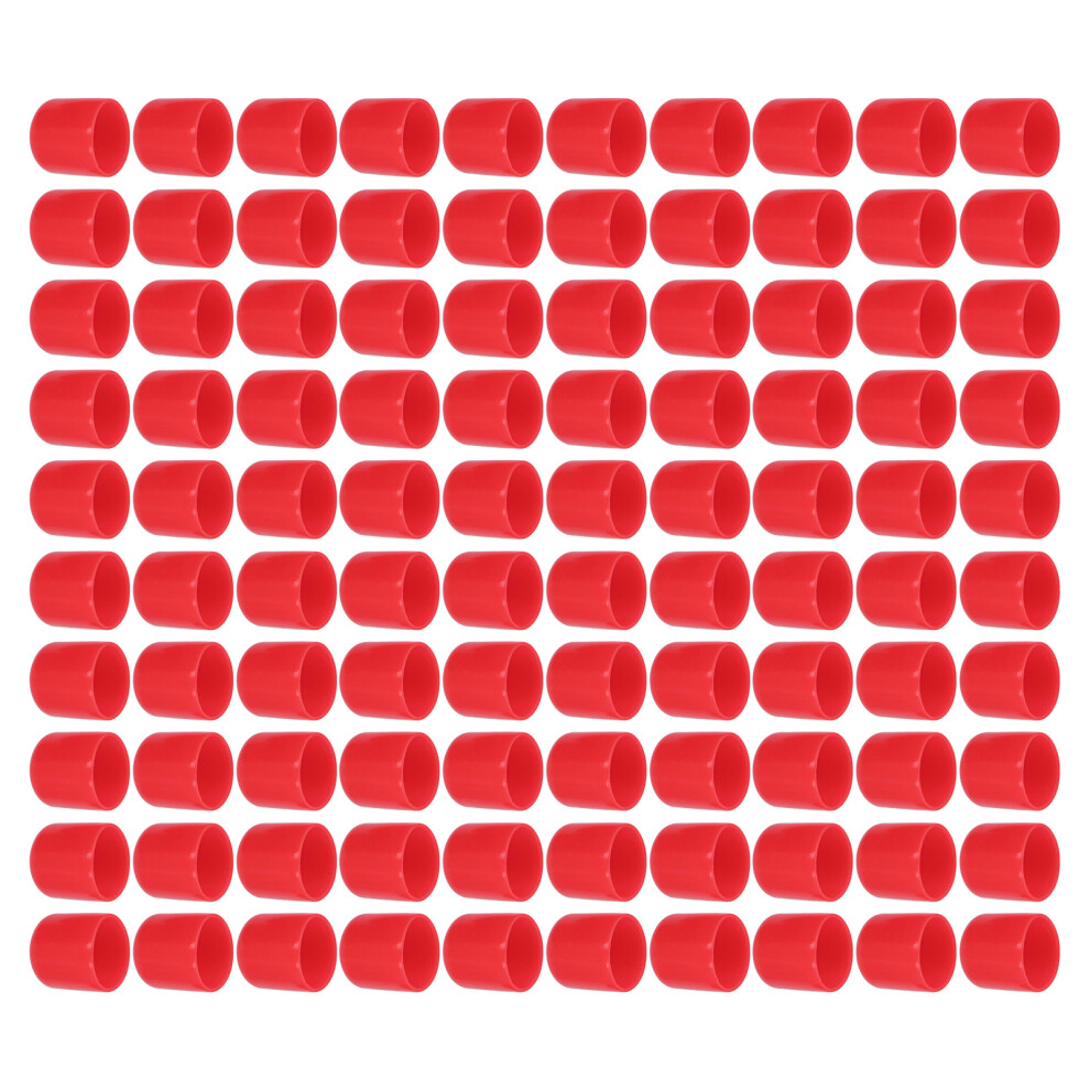 100Pcs Red Pvc Round End Cap Cover 15Mm Flexible Flame Retardant 4671389971906